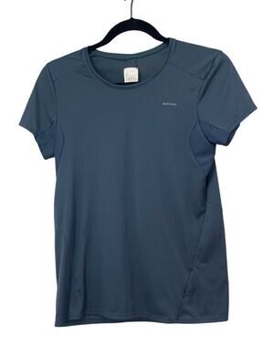 Quechua Decathlon Women's Short Sleeved Hiking T-Shirt Small Wicking Blue Gray